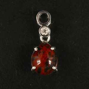Sterling Mahogany Obsidian and White Topaz Drop Pendant